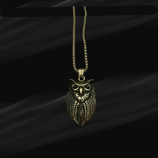 Owl Pendant with Black Stone Eyes – Trendy
