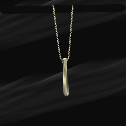 Twisted Long Bar Pendant with Chain – Modern & Minimalist