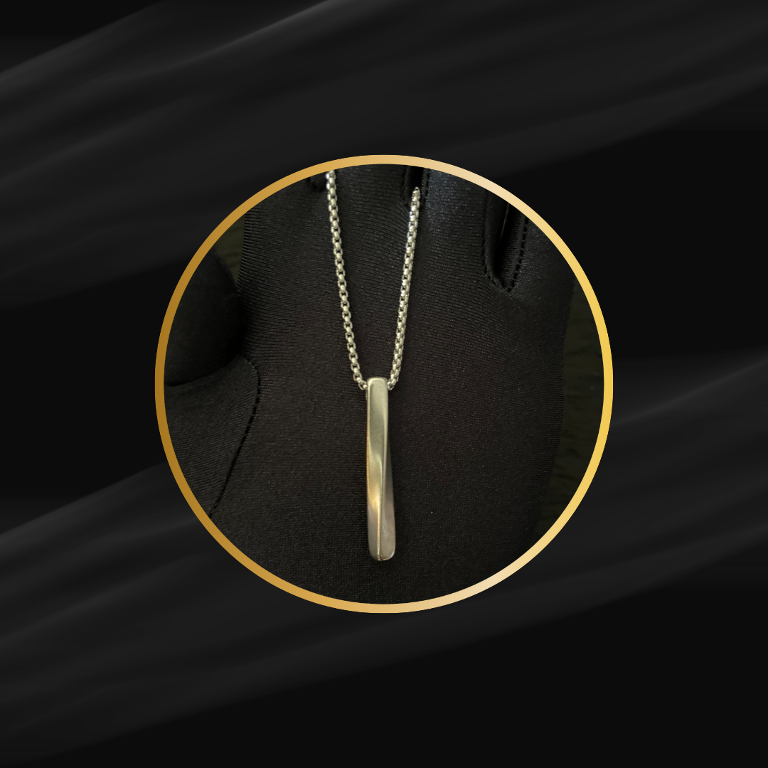 Twisted Long Bar Pendant with Chain – Modern & Minimalist