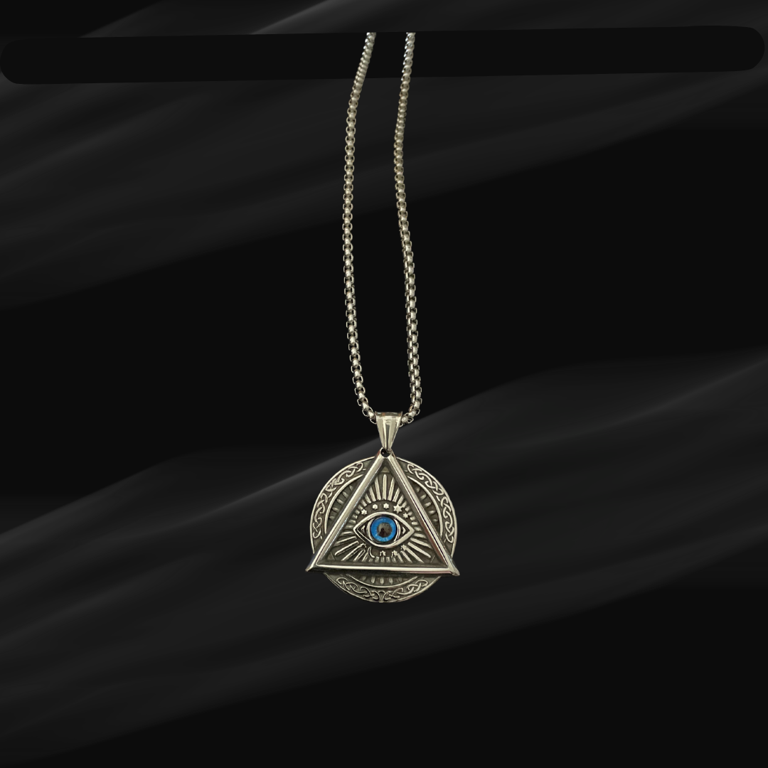 Mystic All-Seeing Eye Triangle Pendant with Chain