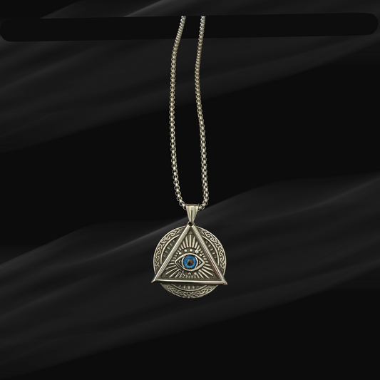 Mystic All-Seeing Eye Triangle Pendant with Chain